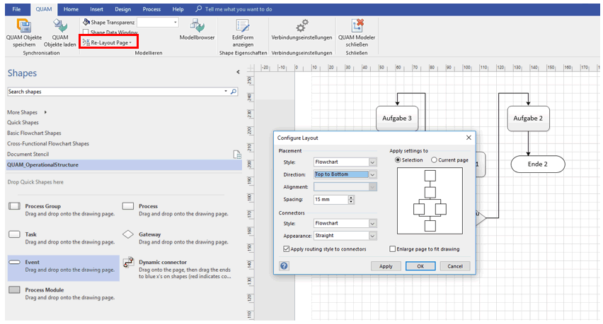 Layout-Anpassungen von Visio Prozess-Zeichnungen 